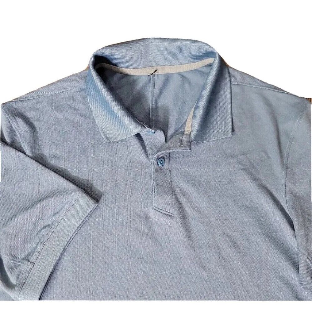 Lululemon Men's Small Pique Knit Golf Polo Shirt Blue Short Sleeve